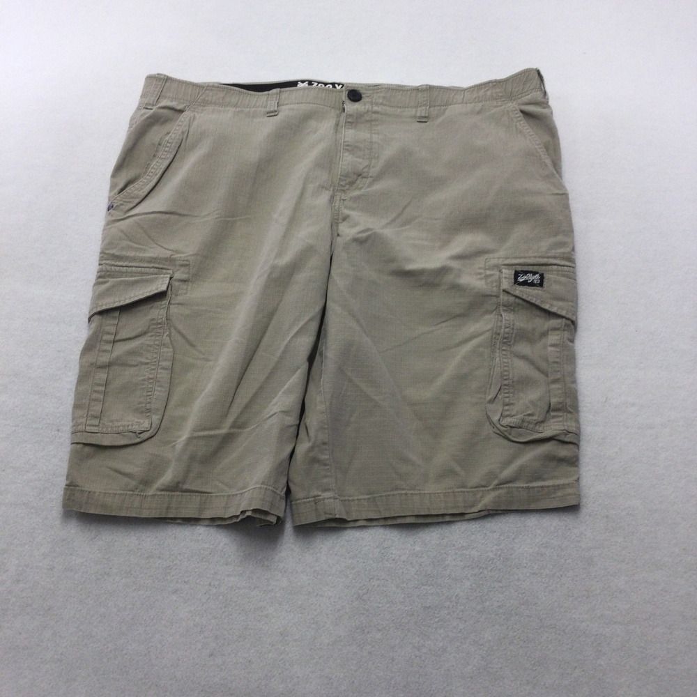 Zoo York Cargo Shorts Mens 38 Beige Cotton Ripstop Pockets 11 Inseam Casual